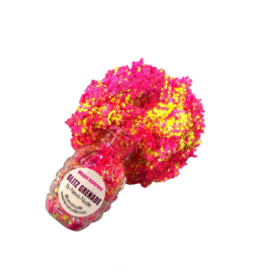 Mayan Raveress Neon Uv Cosmetic Glitter Glitz Grenade Keychain in Aloe Gel - TemptationsNeva NudeTemptationsNN-GG-MR-12A