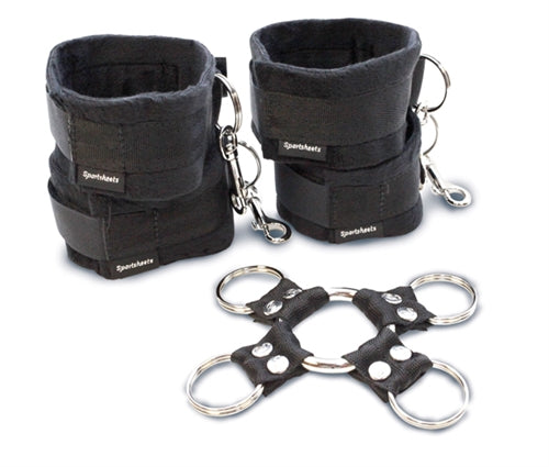 5 Piece Hog Tie and Cuff Set - Black SS325-01