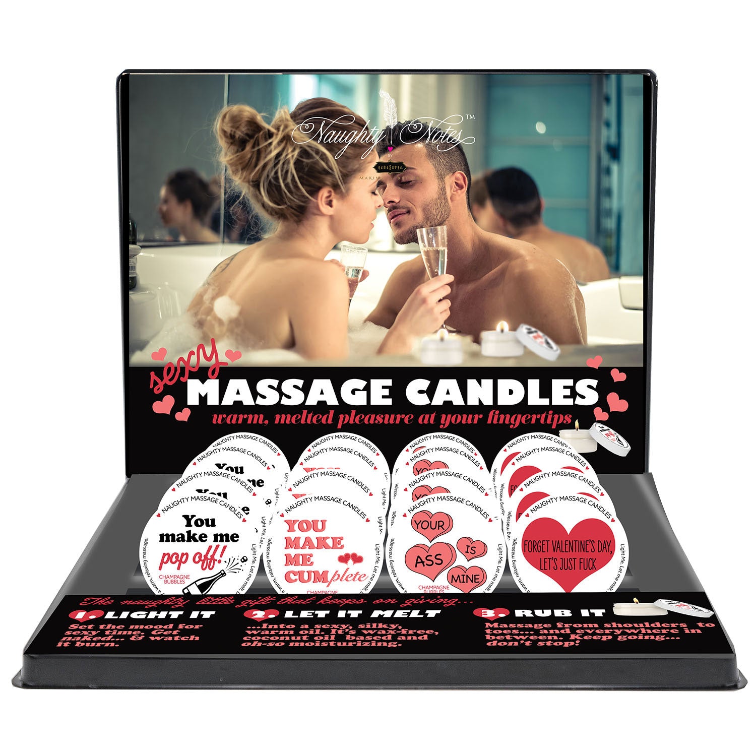 "Naughty Notes Candle Prepack Vday Display KS14350"