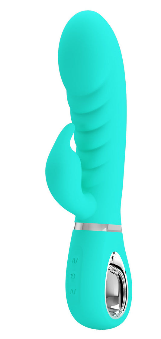 Prescott Super Soft Rabbit Silicone Vibrator -  Vibrator -Teal BI-014635-4