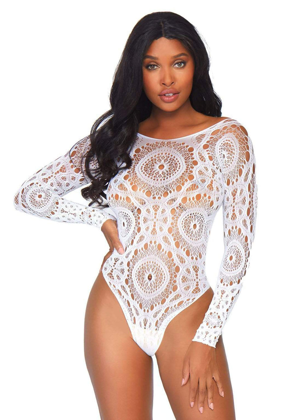 Thong Back Teddy - White - M/l LA-89161WHTML