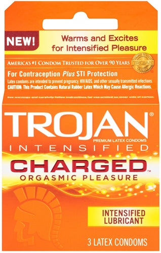 Trojan Intensified Charged Orgasmic Pleasure Condoms - 3 Pack TJ95701