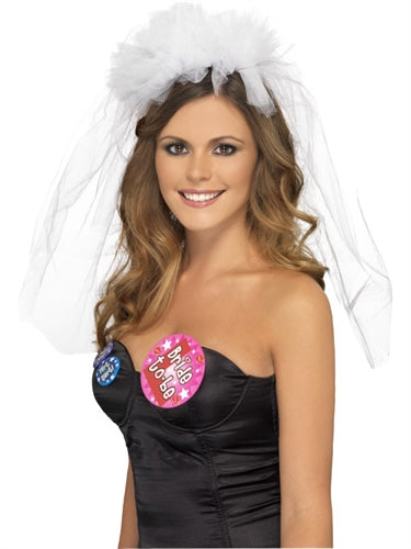 Hen Night Veil Headband - White FV-26836