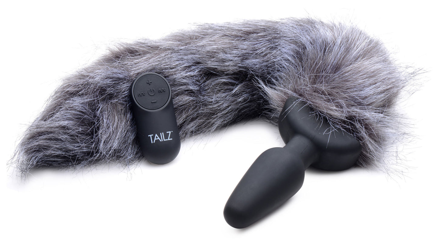 Grey Fox Tail Vibrating Anal Plug TZ-AG187