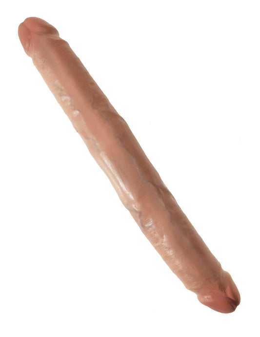 King Cock 12" Slim Double Dildo - Tan - TemptationsPipedreamTemptationsPD5516-22