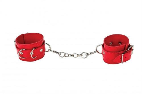 Leather Cuffs for Hands and Ankles - Red - TemptationsShots Ouch!TemptationsOU-OU048RED