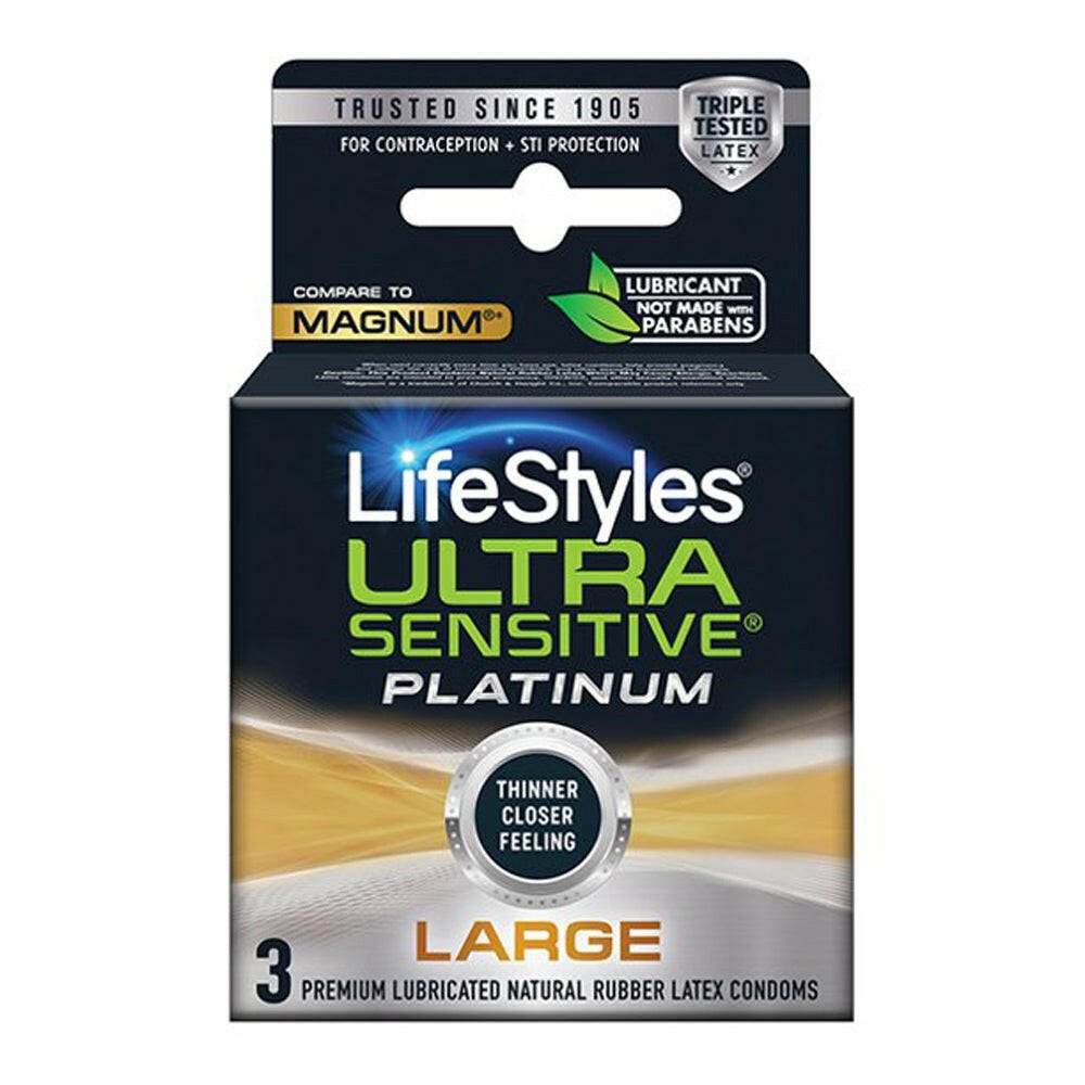 Lifestyles Ultra Sensitive Platinum Large - 3 Pack - TemptationsLifestyle CondomsTemptationsLS3008