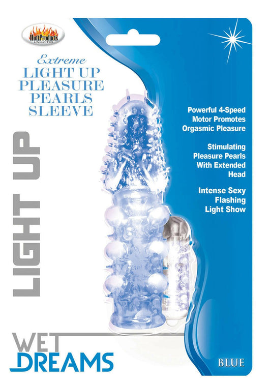 Light Up Extreme Pleasure Pearls Sleeve - Blue - TemptationsHott ProductsTemptationsHTP2786