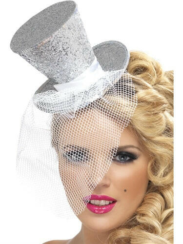 Mini Top Hat on Headband - Silver - TemptationsFever LingerieTemptationsFV-21192