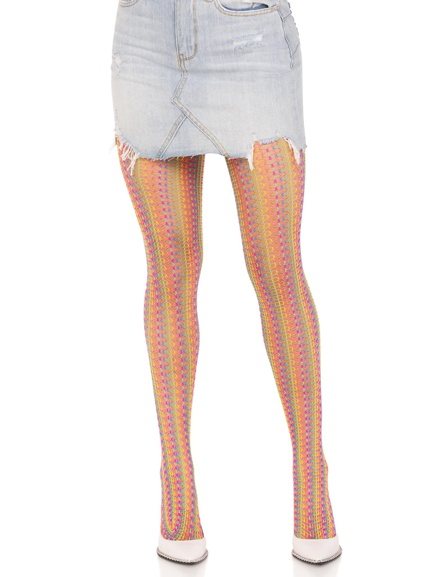 Rainbow Crochet Net Tights - One Size - Multicolor LA-9732MULOS