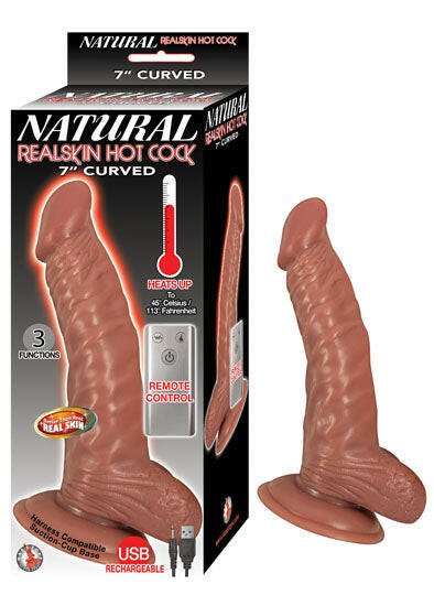 Natural Realskin Hot Cock Curved 7" - Brown - TemptationsNasstoysTemptationsNW2891-2