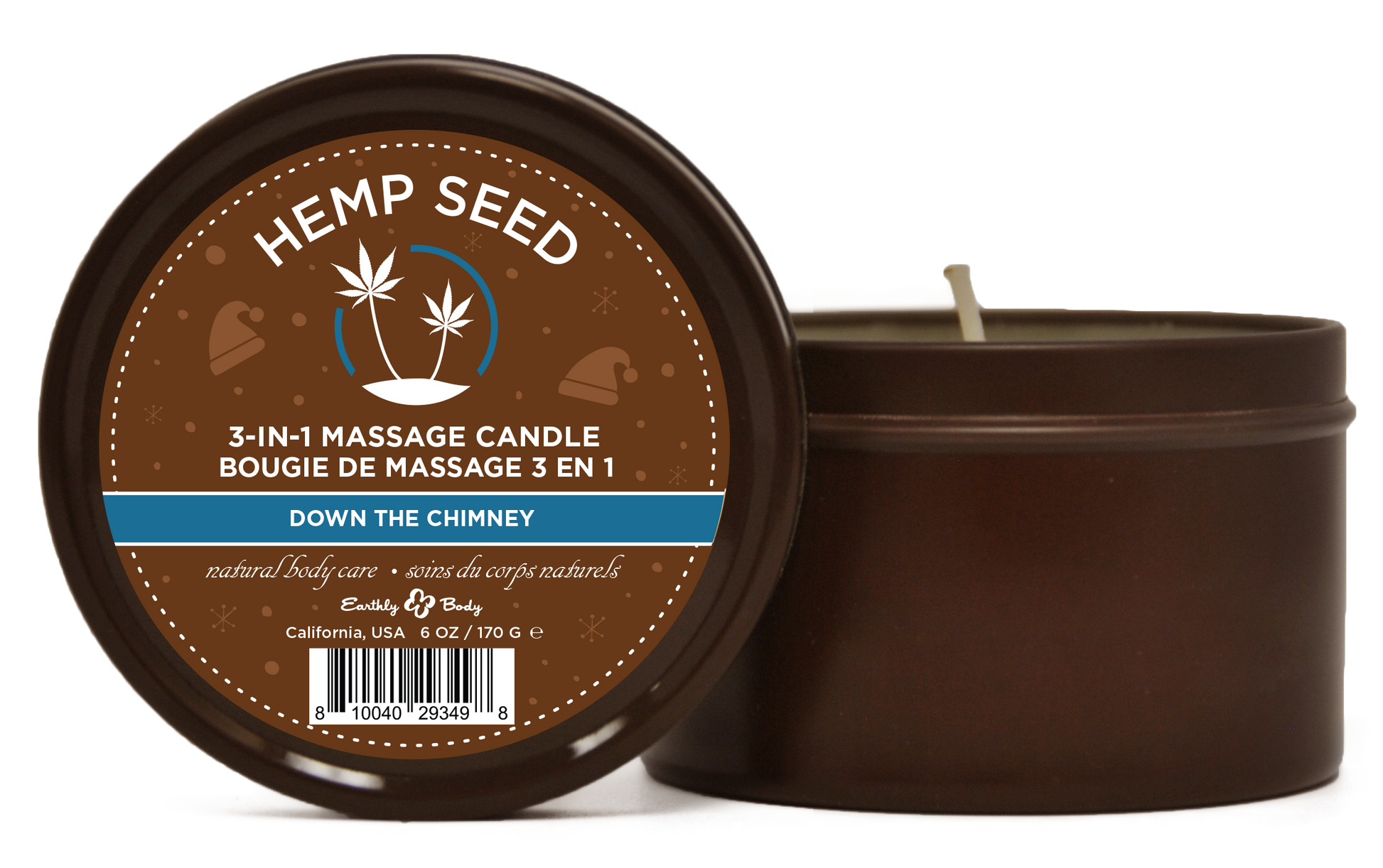 Hemp Seed 3-in-1 Massage Candle Down the Chimney  6oz/ 170 G EB-HSCH021B