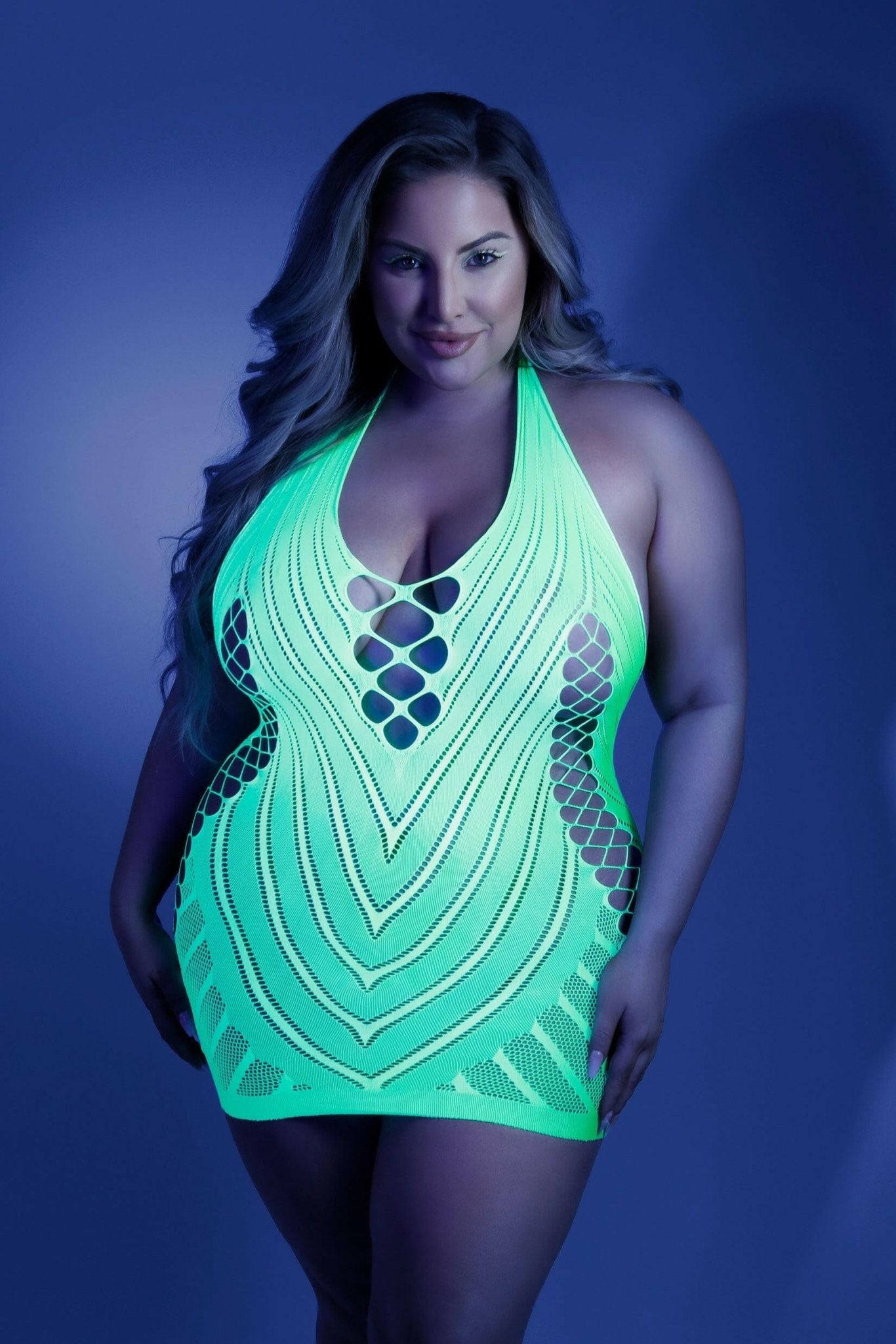 Shock Value Halter Dress - Queen - Neon Green - TemptationsFantasy LingerieTemptationsFL-GL2108-QS-B