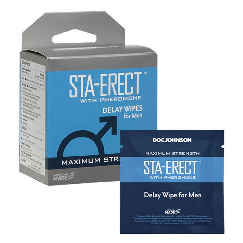 Sta-Erect With Pheromone - Delay Wipes for Men - 10 Pack - TemptationsDoc JohnsonTemptationsDJ1312-25-BX