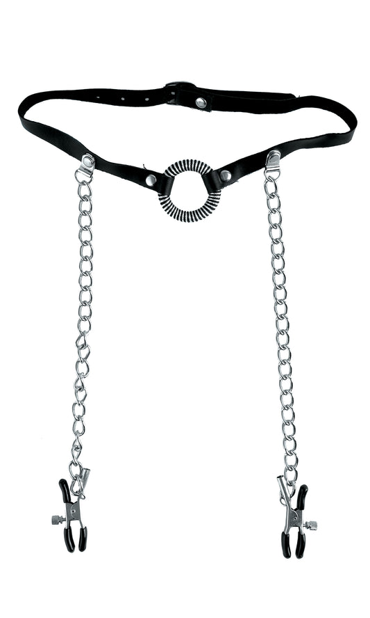 Fetish Fantasy Series Limited Edition O-Ring Gag  and Nipple Clamps - Black PD4419-23