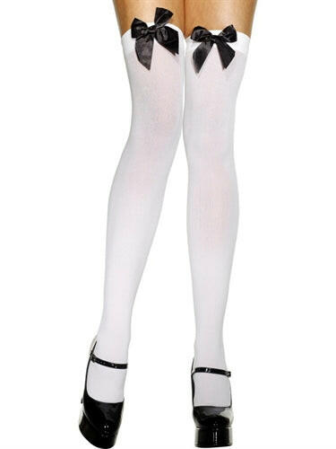 Thigh High Stockings With Black Bow - White FV-42760
