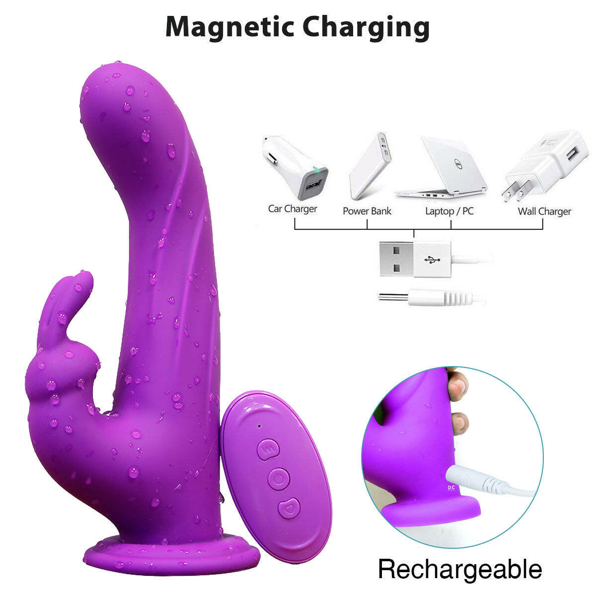 Wireless Controlled Rabbit Vibrator with Suction base