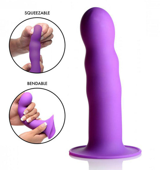 Squeeze It Squeezable Wavy Dildo - Purple SQ-AG328-PUR