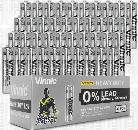 Vinnic Super Heavy Duty AA Batteries - 40 Count Box SP4