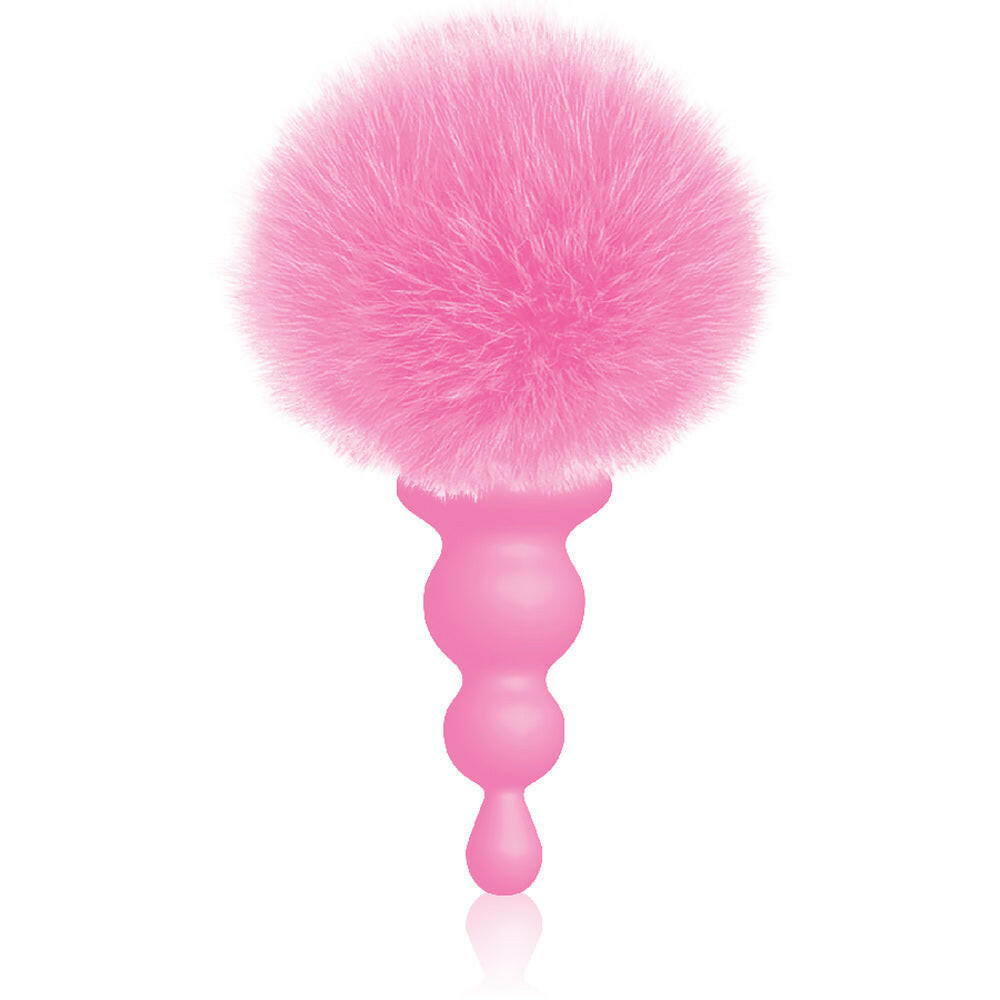 The 9's Cottontails Silicone Bunny Tail Butt Plug  - Beaded Pink IC2688