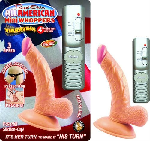 All American Mini Whoppers Vbrating 4-Inch Curved Dong W/balls-Flesh - TemptationsNasstoysTemptationsNW2391-1