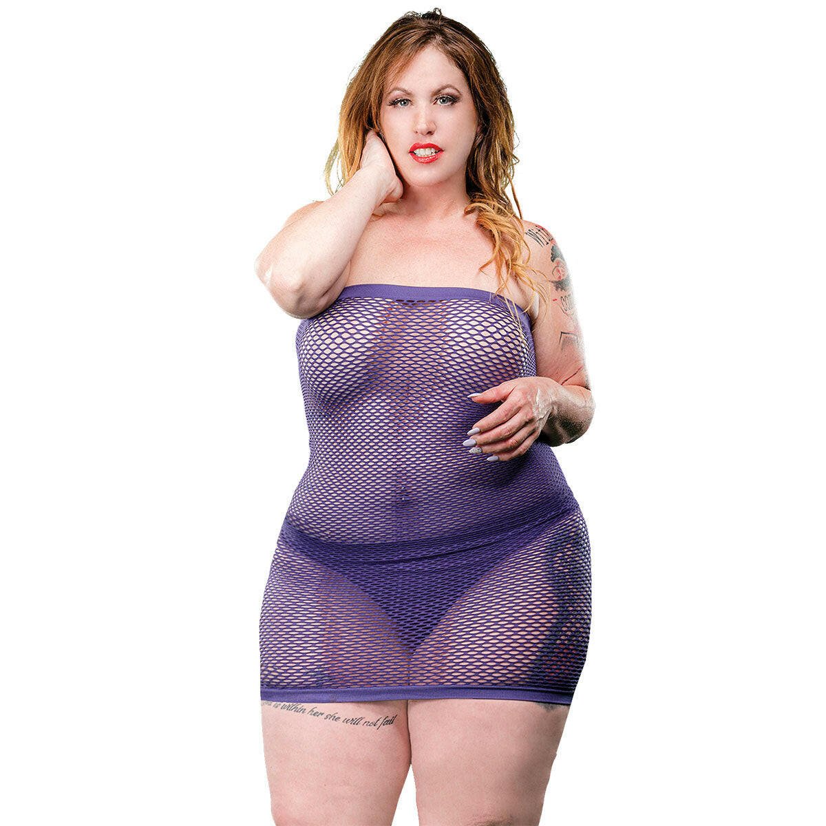 All Over Mesh Tube Dress - Violet - 1x-4x - TemptationsHoliday Blowout SaleTemptationsBH-69569CD-VL