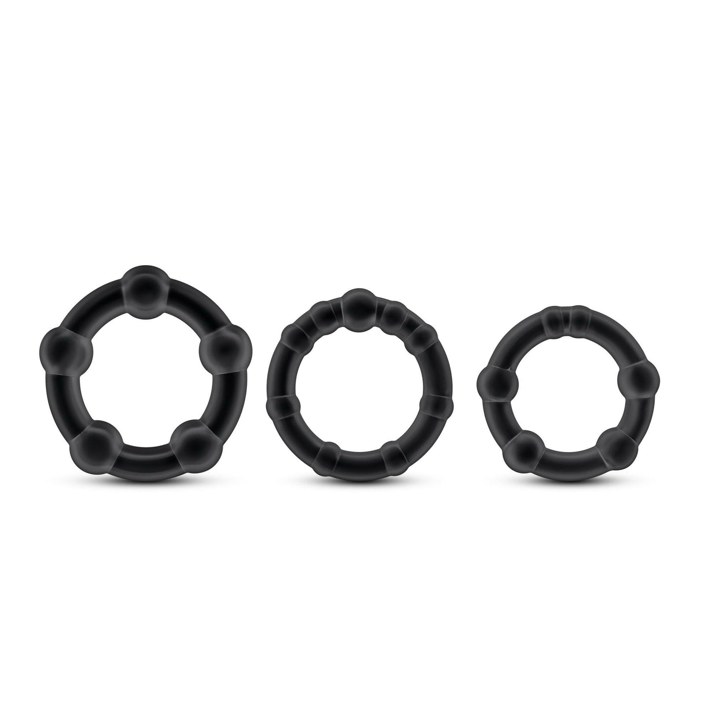 Stay Hard Beaded Cockrings - 3 Pack - Black BL-00015