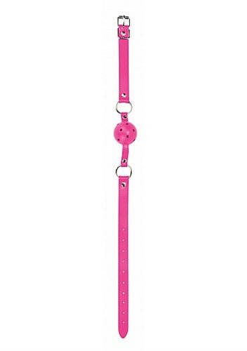 Ball Gag With Leather Straps - Pink - TemptationsShots Ouch!TemptationsOU-OU047PNK