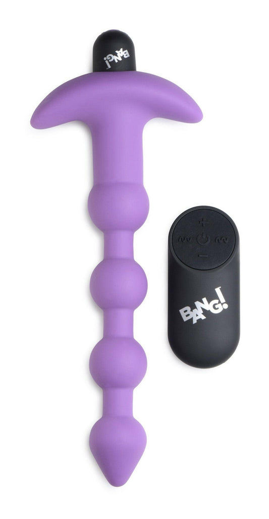 Bang - Vibrating Silicone Anal Beads and Remote Control - Purple - TemptationsXR Brands BangTemptationsBNG-AG614-PUR