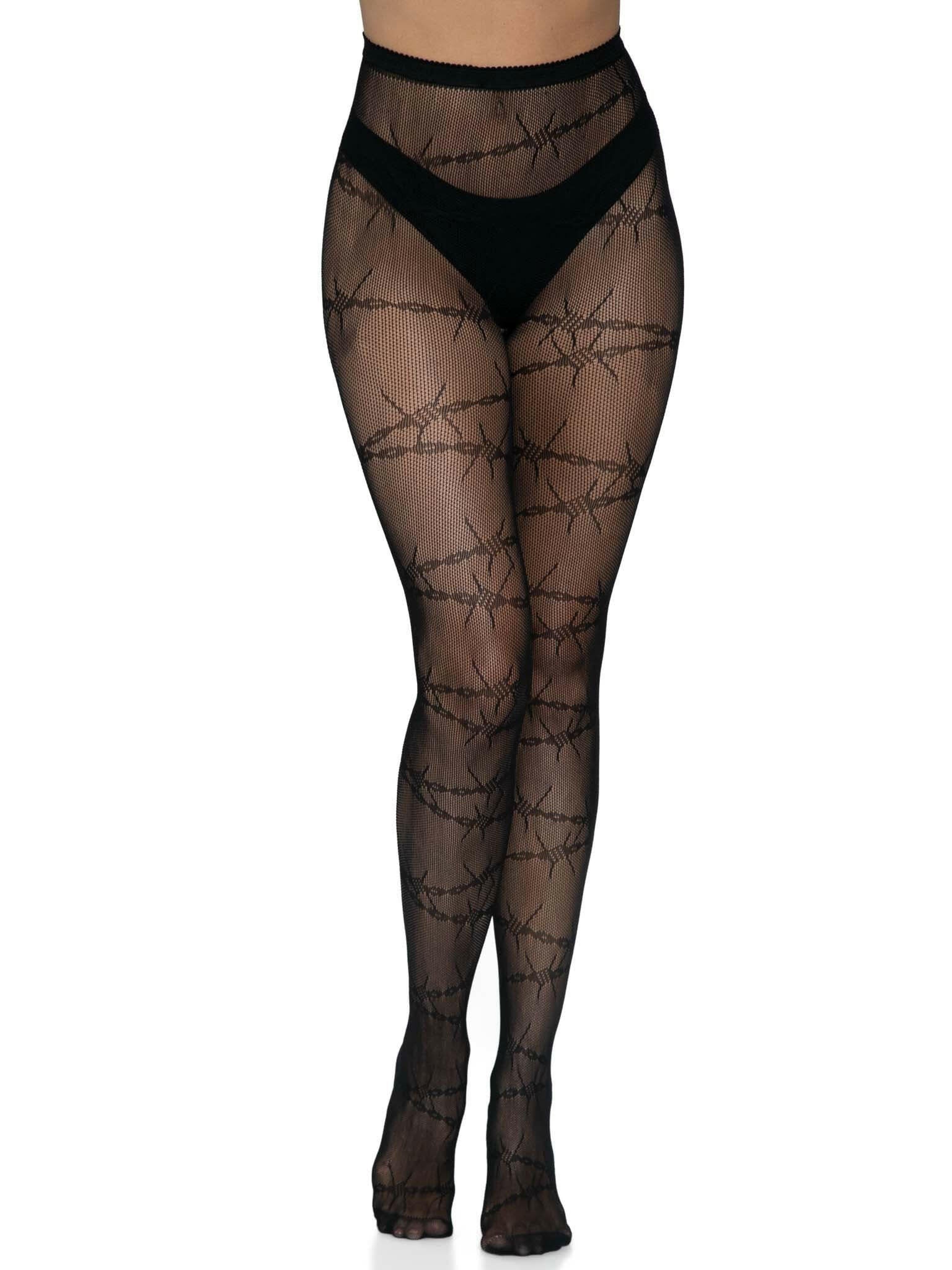 Barbed Wire Fishnet Tights - One Size - Black - TemptationsLeg AvenueTemptationsLA-9717BLKOS