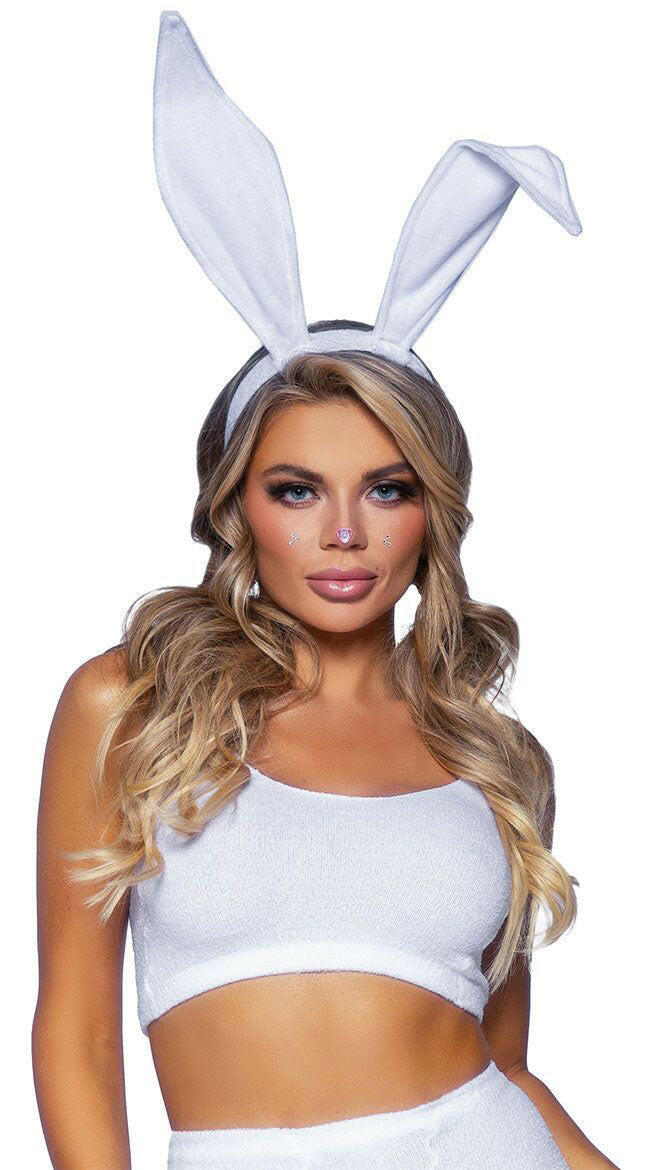 Bendable Velvet Bunny Ears - White - TemptationsLeg AvenueTemptationsLA-A2868-WHT