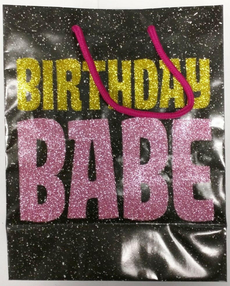 Birthday Babe Glitter Embellished Gift Bag - TemptationsKalanTemptationsK-GBG509