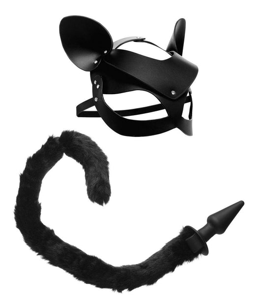 Black Cat Tail Anal Plug and Mask Set - TemptationsXR Brands TailzTemptationsTZ-AG184