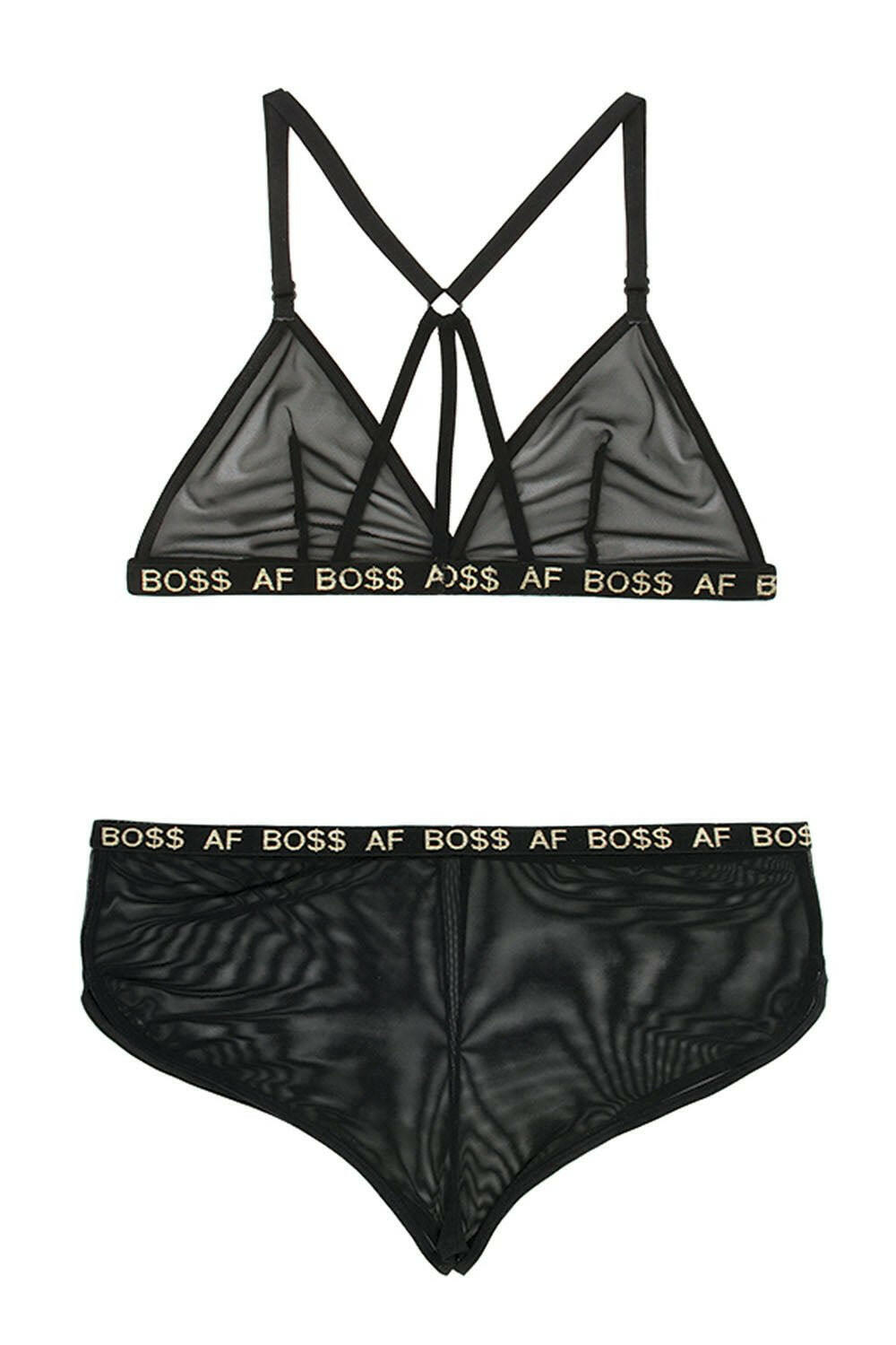 Boss Af Bralette and Shorts Set - Black - L/xl - TemptationsSaleTemptationsFL-B-AF831LXL