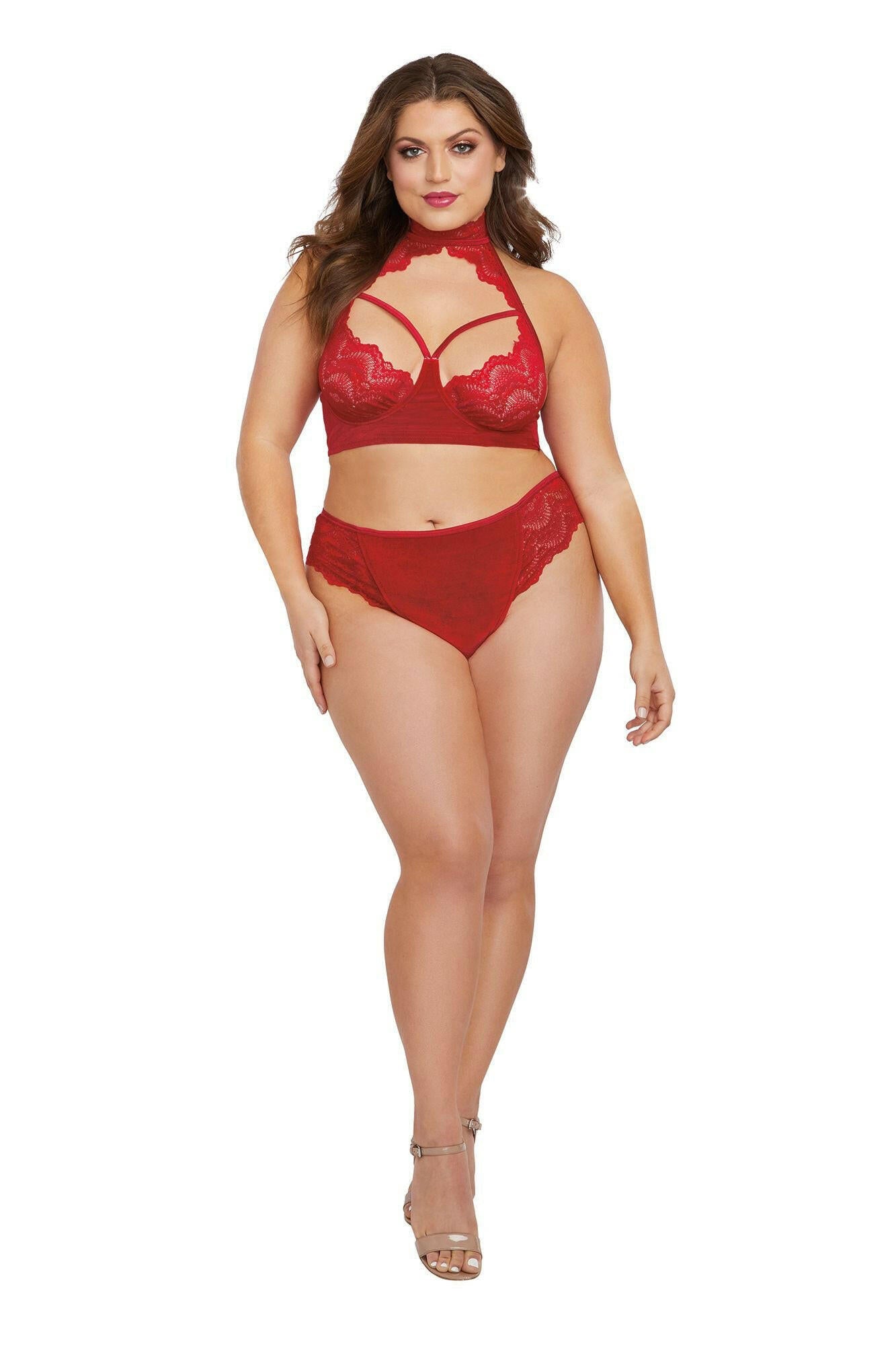 Bra and Panty - Queen Size - Rouge - TemptationsSale SpecialsTemptationsDG-12120XROUQ