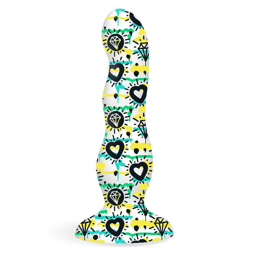 Collage - Diamonds and Hearts - Curvy Silicone Dildo - TemptationsSale SpecialsTemptationsIC9001