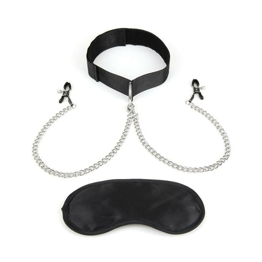 Collar and Nipple Clips - TemptationsLux FetishTemptationsEL-LF1806