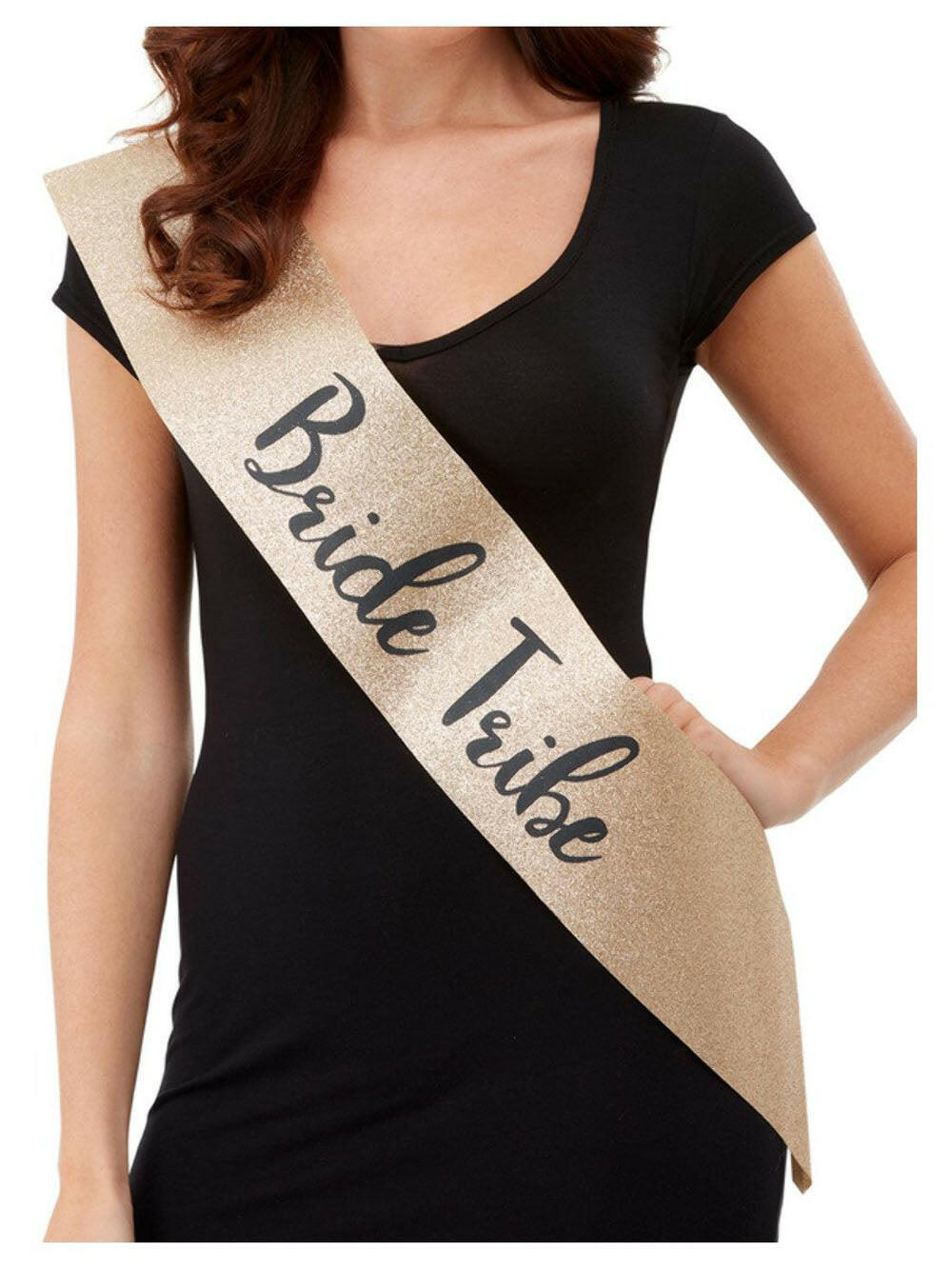 Deluxe Glitter Bride Tribe Sash - Gold and Black - TemptationsHoliday Blowout SaleTemptationsFV-52194