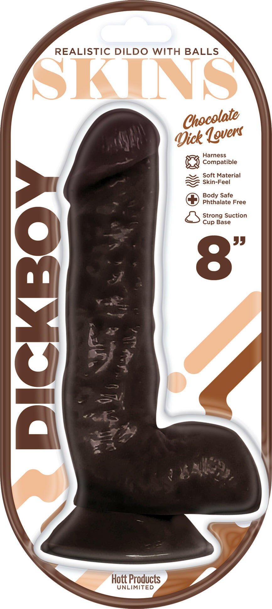 Dickboy - Skins - Dildo With Balls - 8 Inch - Chocolate Dick Lover - TemptationsHott ProductsTemptationsHP3365