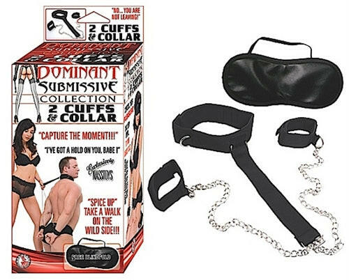 Dominant Submissive Collection 2 Cuffs and Collar - Black - TemptationsNasstoysTemptationsNW2281