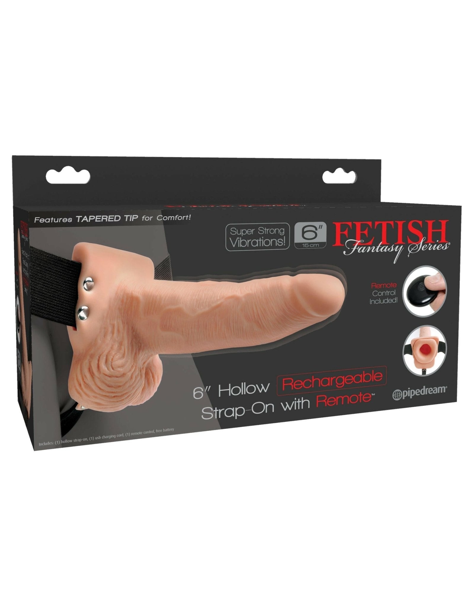 Fetish Fantasy Series 6" Hollow Rechargeable Strap-on With Remote - Flesh - TemptationsPipedreamTemptationsPD3395-21