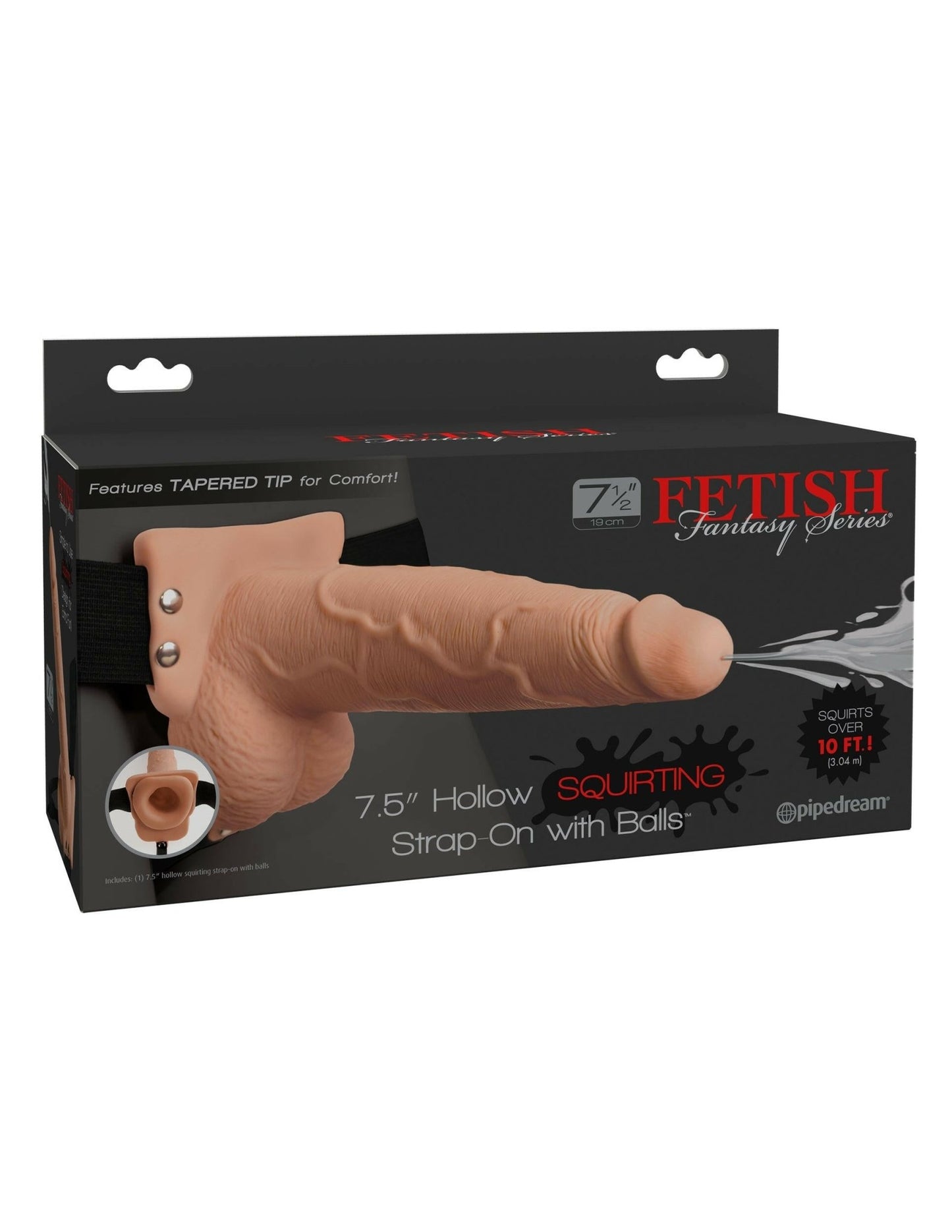 Fetish Fantasy Series 7.5" Hollow Squirting Strap-on With Balls - Flesh - TemptationsPipedreamTemptationsPD3397-21