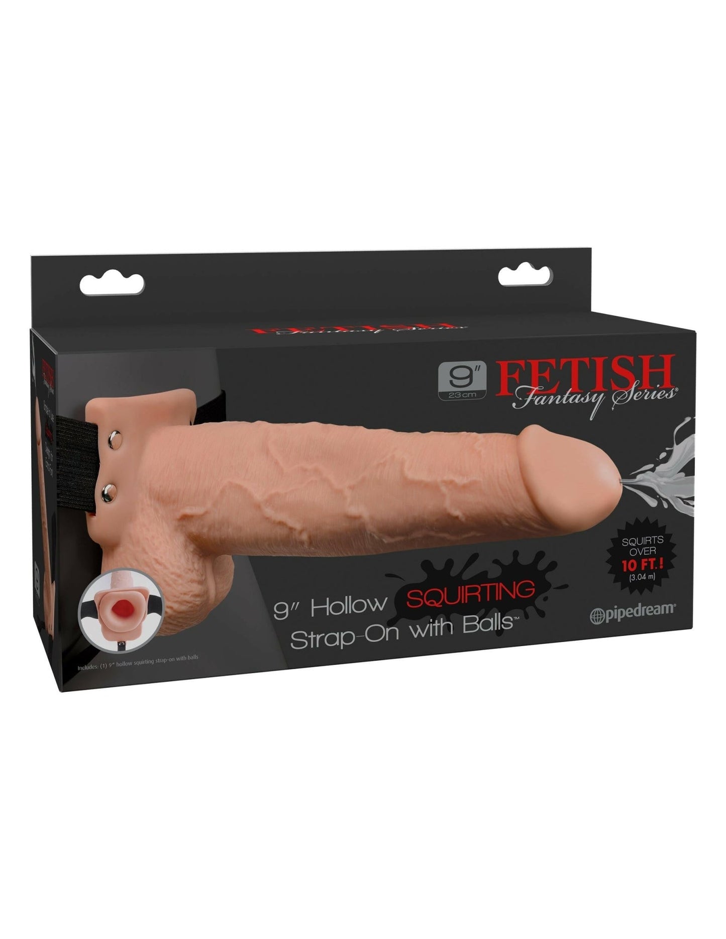 Fetish Fantasy Series 9" Hollow Squirting Strap-on With Balls - Flesh - TemptationsPipedreamTemptationsPD3398-21