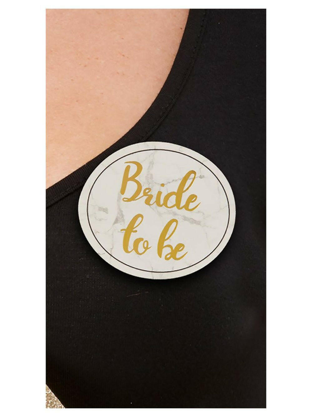 Hen Party Pin Badges - White and Gold - Pack of 5 - TemptationsSaleTemptationsFV-27354