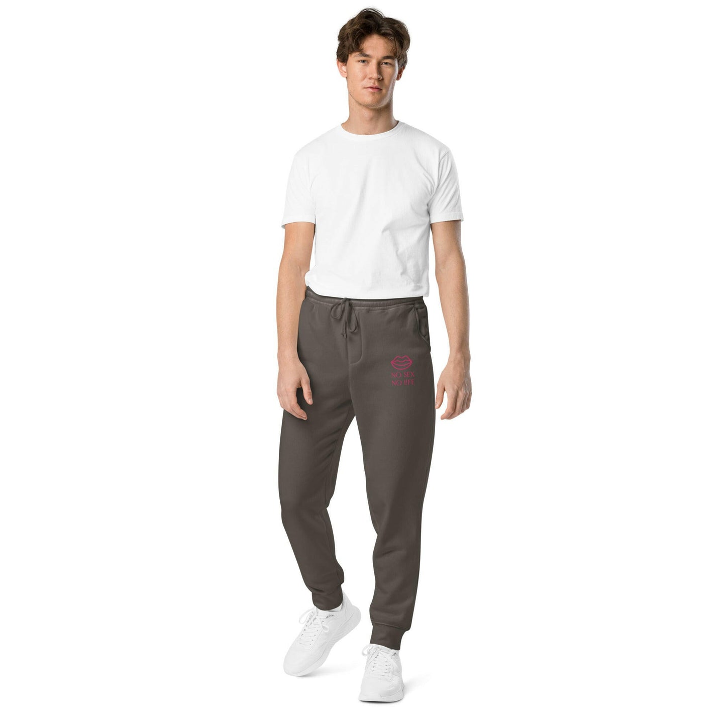 Unisex NO SEX NO LIFE pigment-dyed sweatpants