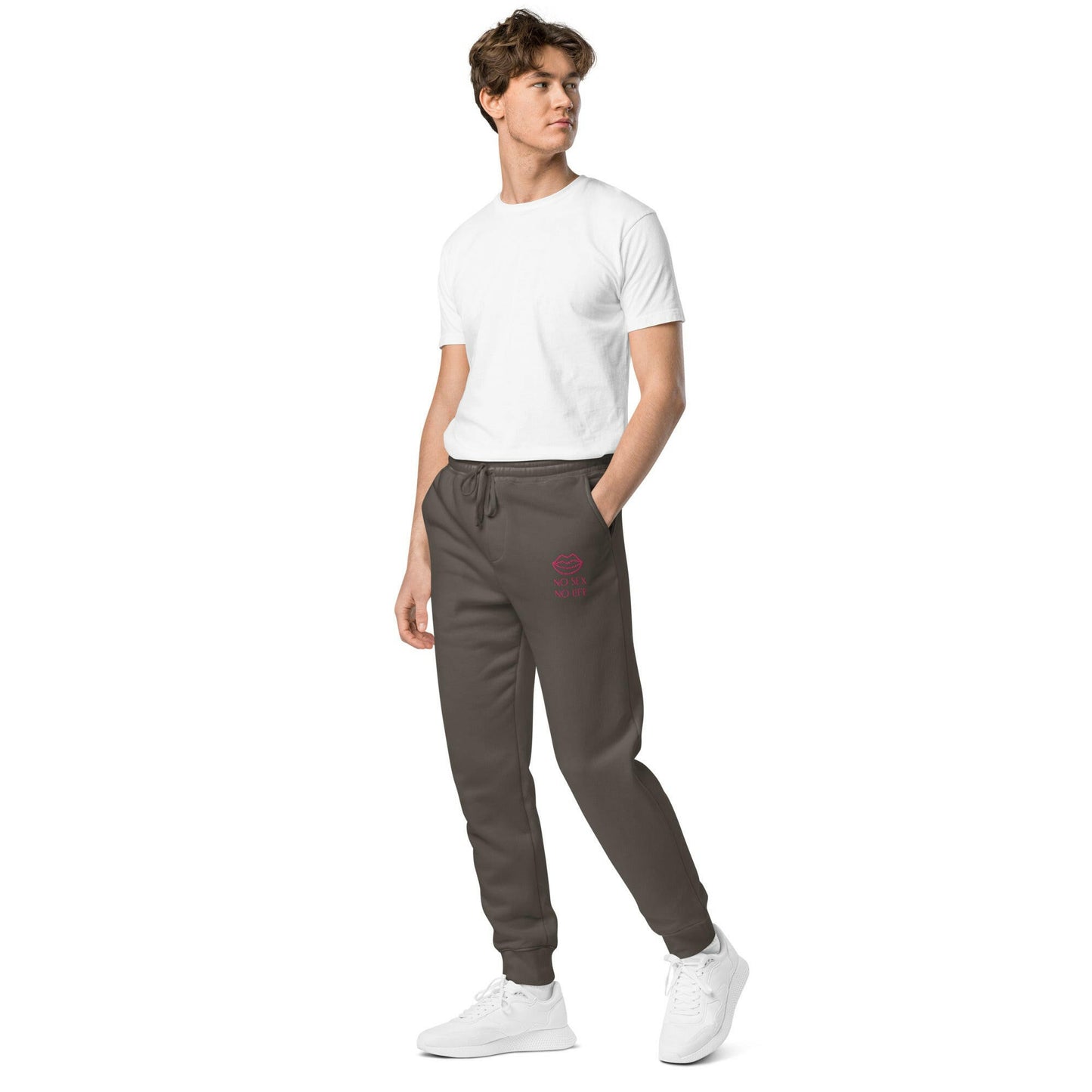 Unisex NO SEX NO LIFE pigment-dyed sweatpants