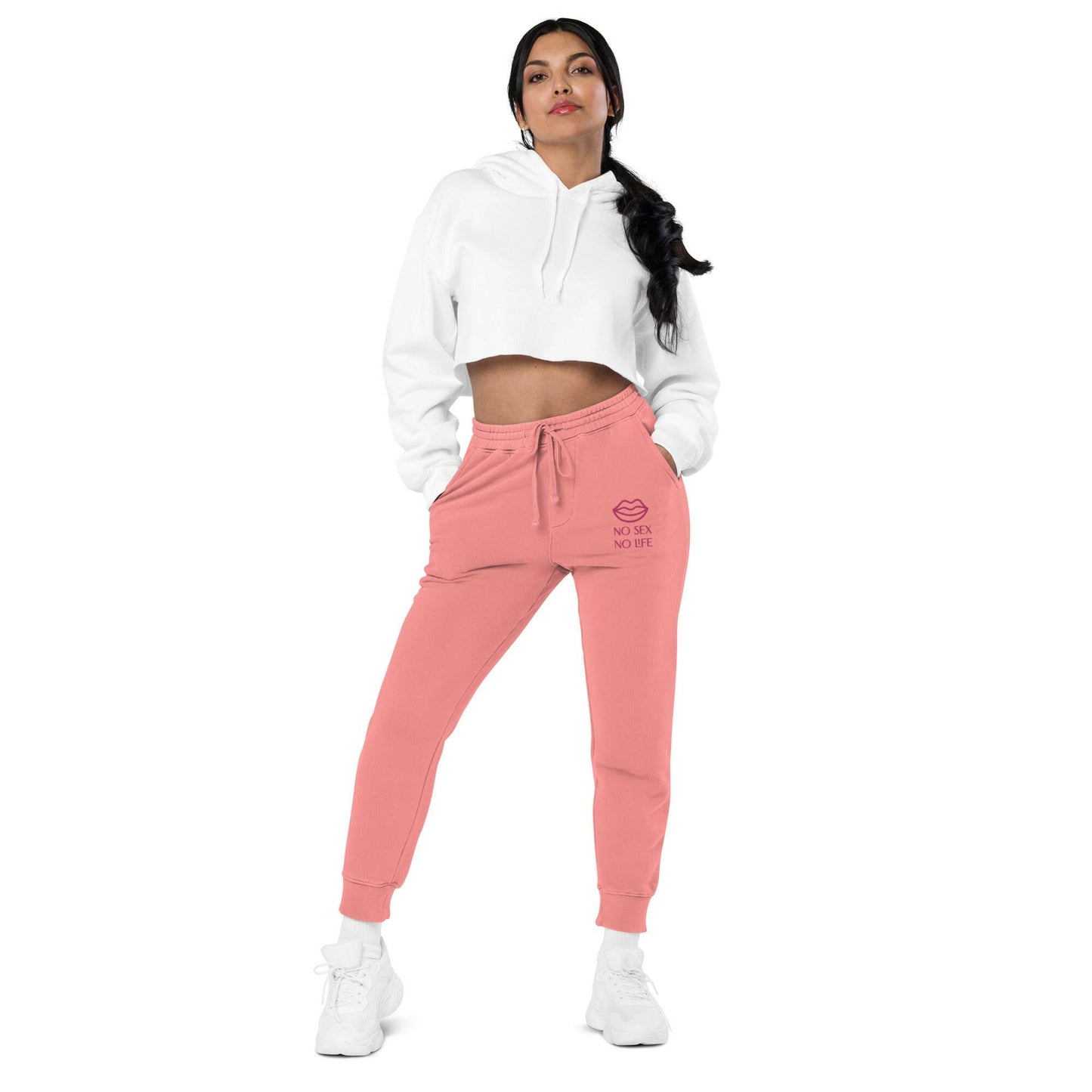 Unisex NO SEX NO LIFE pigment-dyed sweatpants