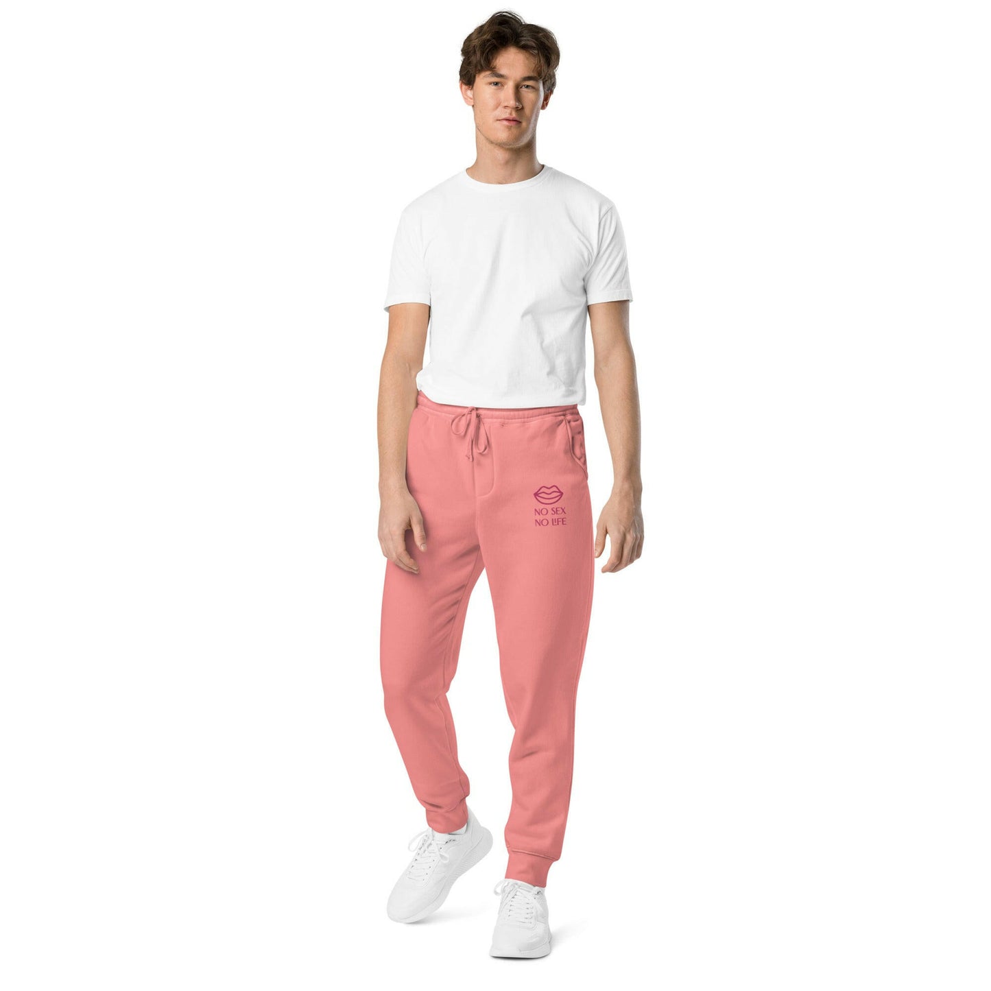 Unisex NO SEX NO LIFE pigment-dyed sweatpants