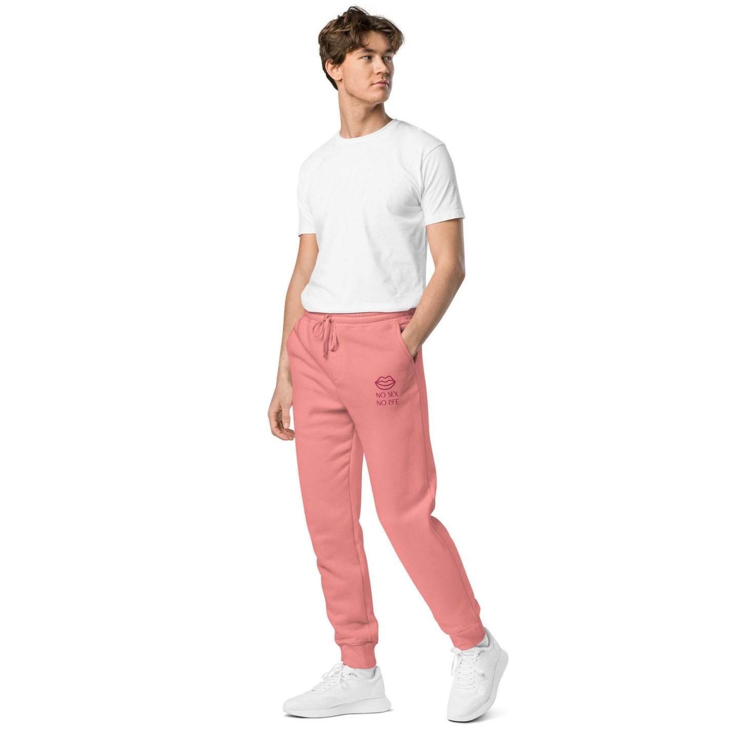 Unisex NO SEX NO LIFE pigment-dyed sweatpants